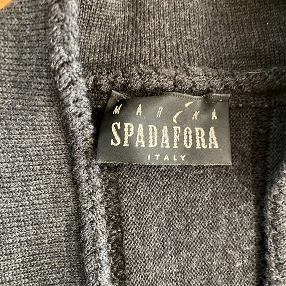 SPADAFORA long sleeve cardigan sweater. Extra fine Merino wool. Dark grey/black. - Picture 6 of 8